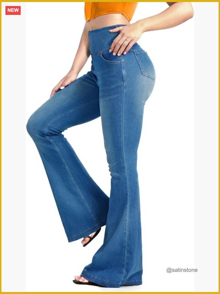 High Waisted Flare Bell Bottom Yoga Pants With Pockets Stretchy Knit Pull On